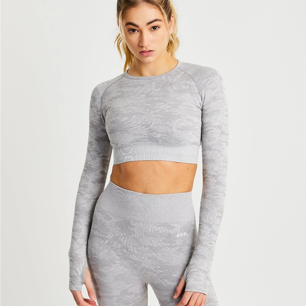 AYBL Evolve Camo Seamless Long Sleeve Crop Top Size XS